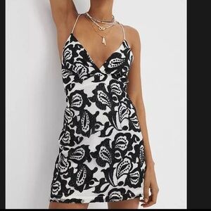Anthropologie Monochrome Floral Mini Dress